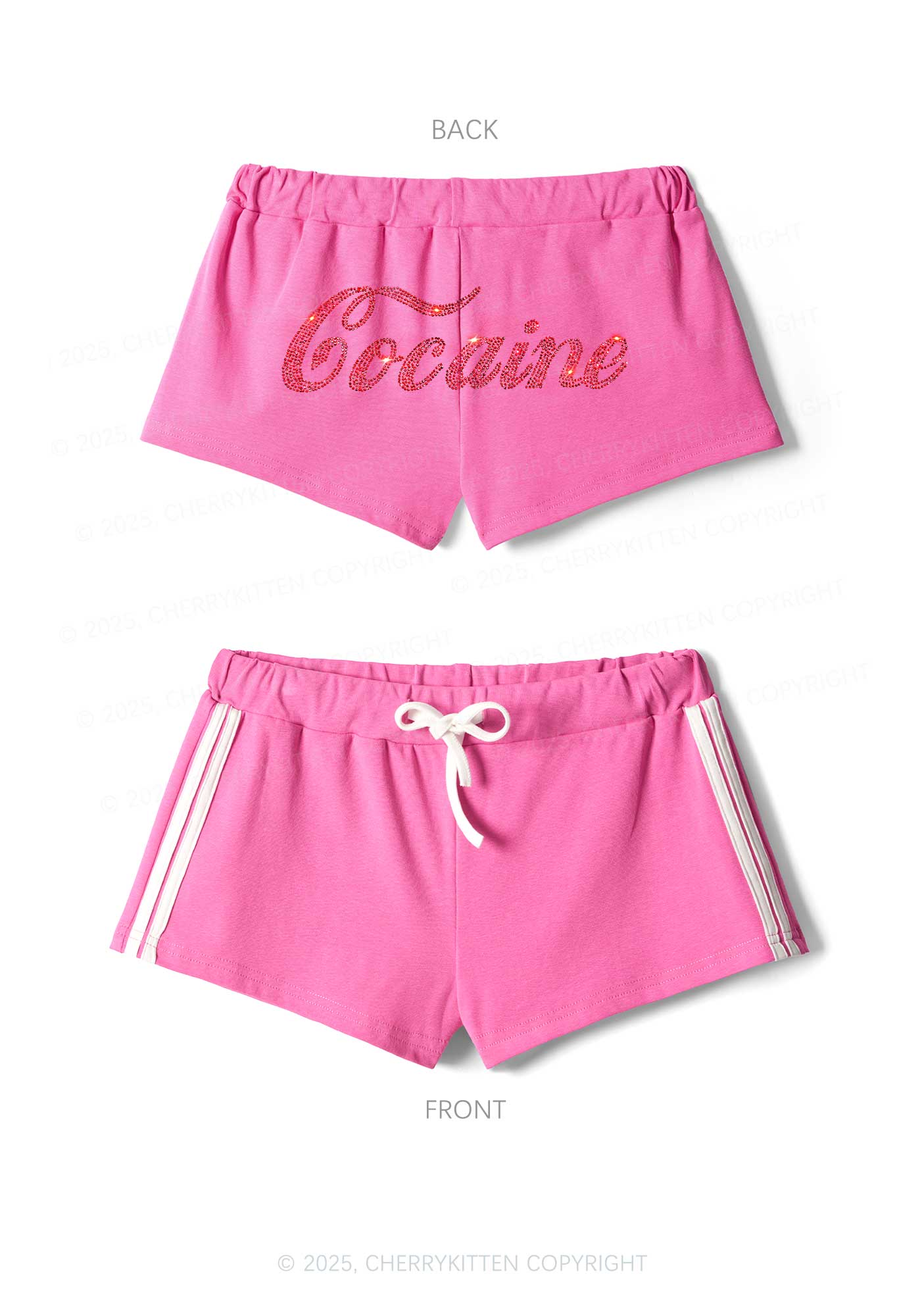Rhinestone Special Cola Y2K Drawstring Mini Shorts Cherrykitten
