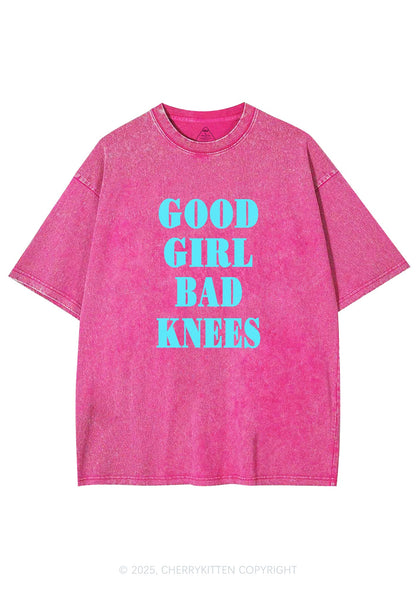 Good Girl Bad Knees Y2K Shirts Washed Tee Cherrykitten