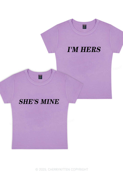 Shes Mine Im Hers Y2K Valentine's Day Baby Tee Cherrykitten