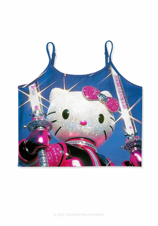Kitten Knight Y2K Print Cami Crop Top Cherrykitten