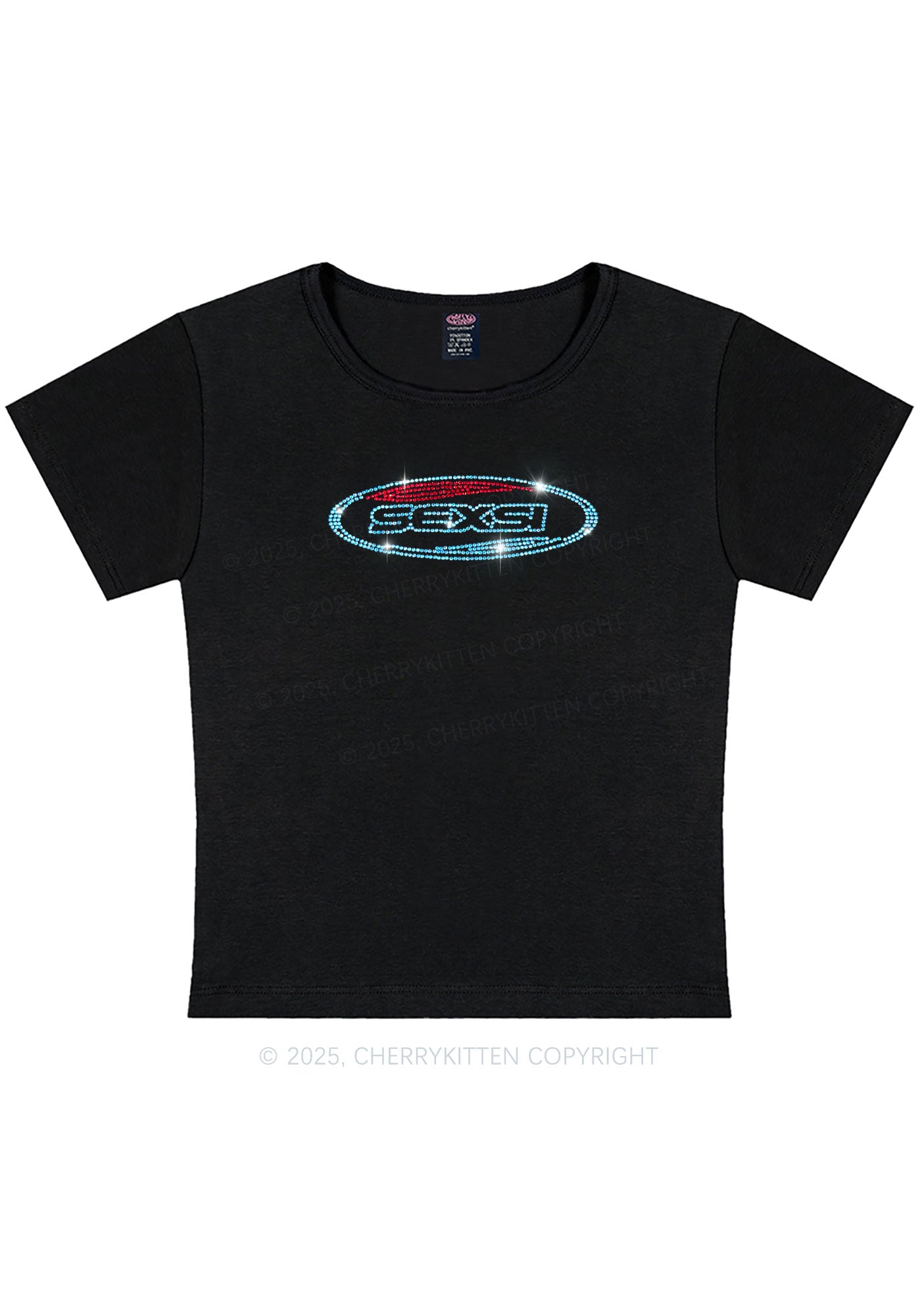 Rhinestone Sexsi Slogan Y2K Baby Tee Cherrykitten