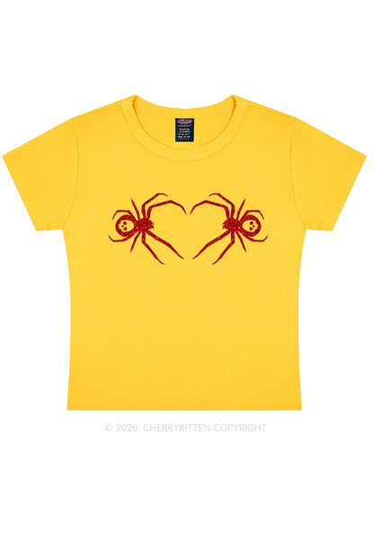 Glitter Skull Spider Y2K Baby Tee Cherrykitten