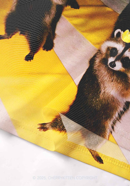 Yoga Raccoon Y2K Mesh Cami Tank Cherrykitten