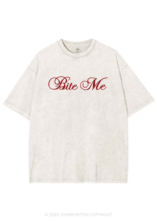 Glitter Bite Me Y2K Shirts Washed Tee Cherrykitten