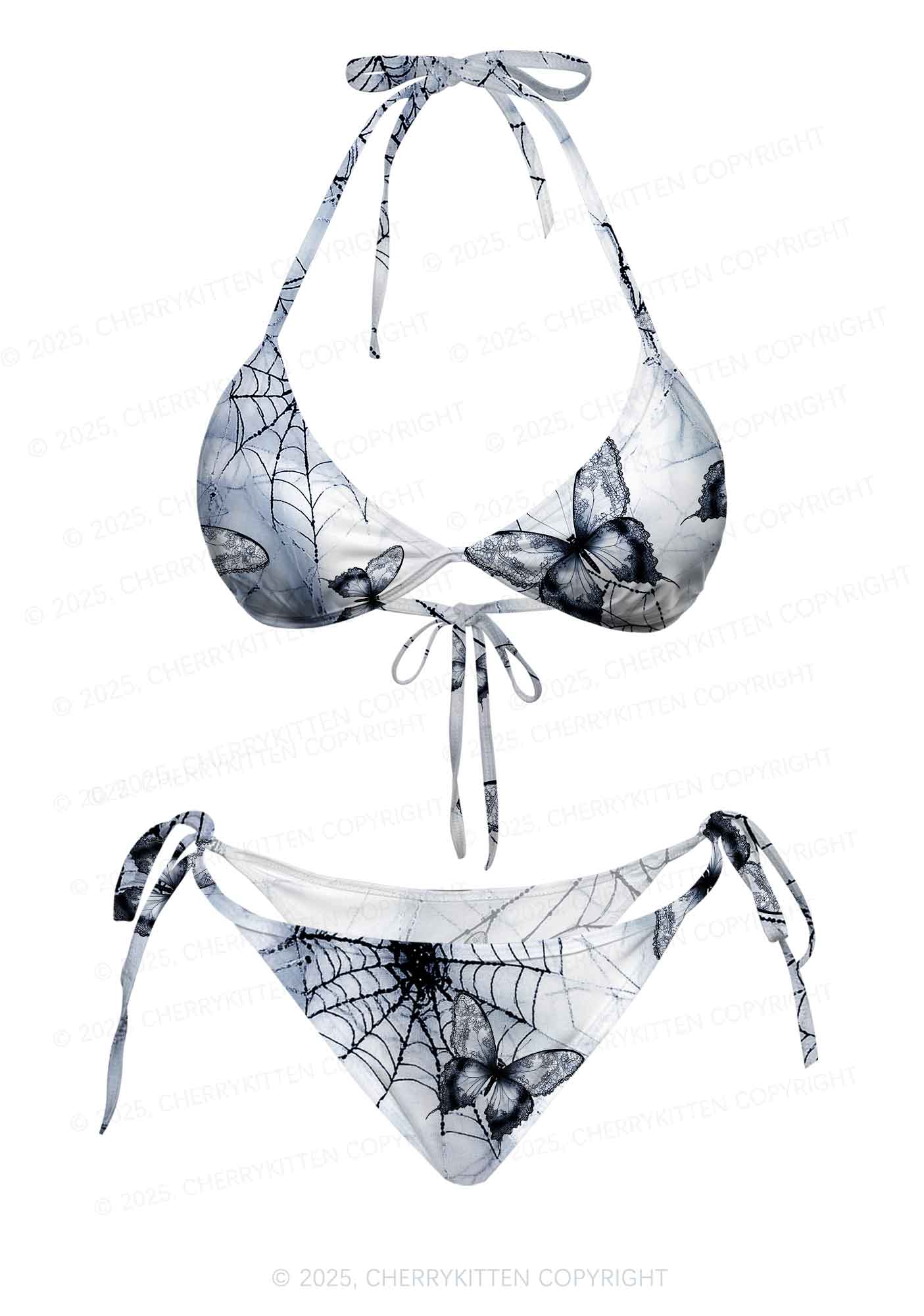 Web And Butterflies Y2K Print Bikini Set Cherrykitten