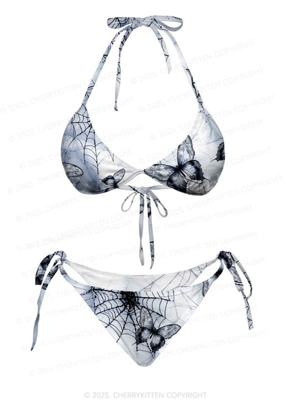 Web And Butterflies Y2K Print Bikini Set Cherrykitten
