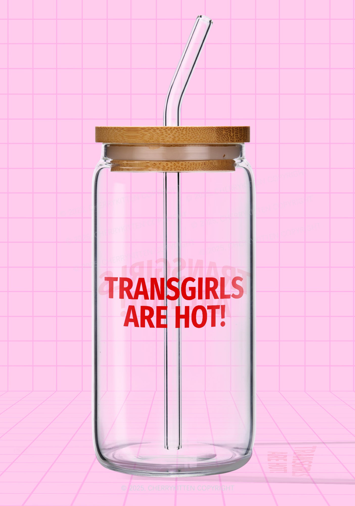Transgirls Are Hot Pride Y2K Printed Glass Cup Cherrykitten