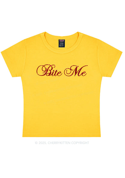 Glitter Bite Me Y2K Baby Tee Cherrykitten