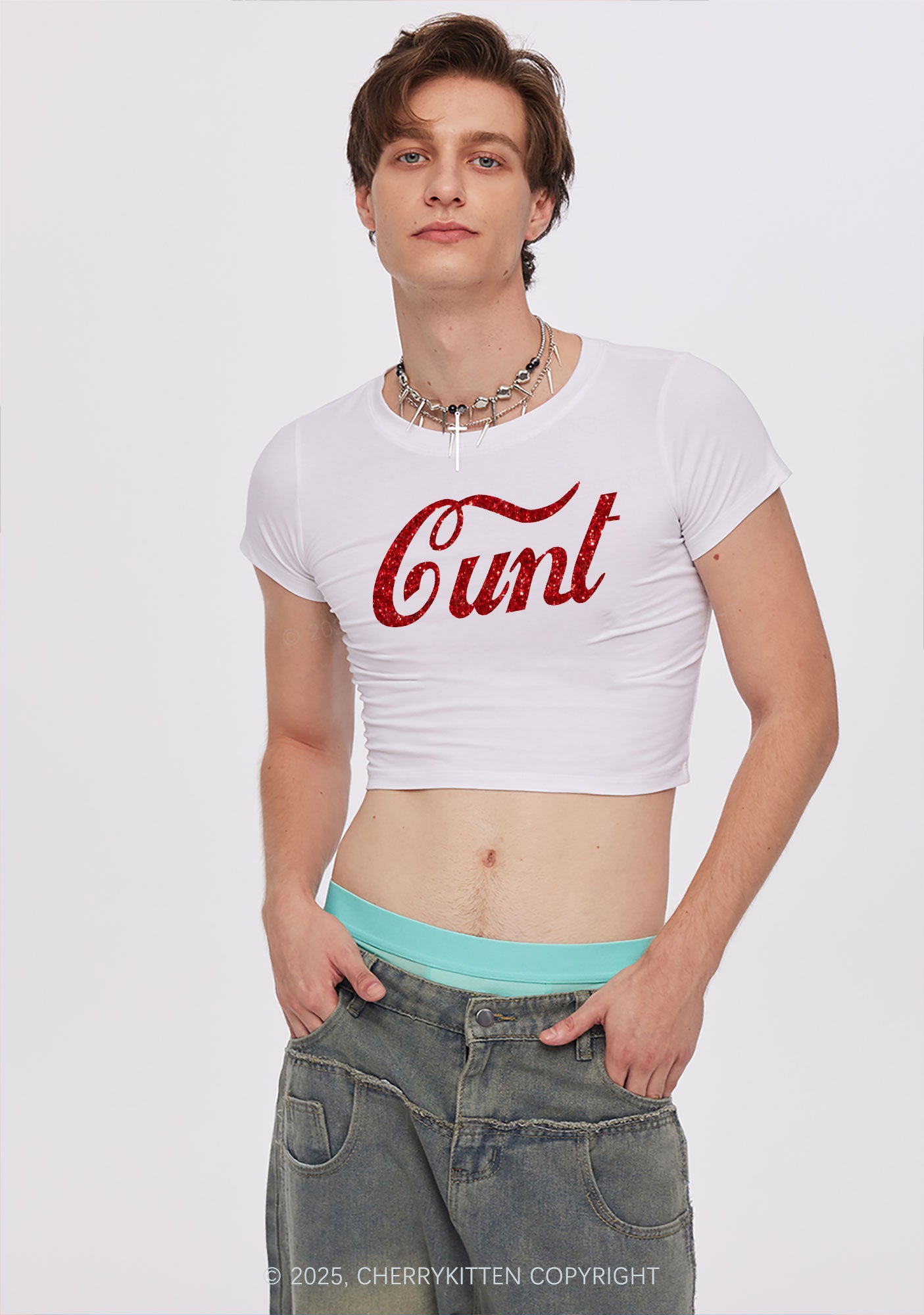 Glitter Special Cxxt Y2K Baby Tee Cherrykitten