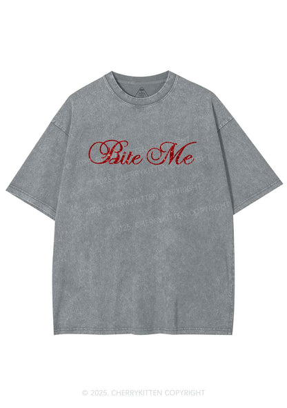 Glitter Bite Me Y2K Shirts Washed Tee Cherrykitten