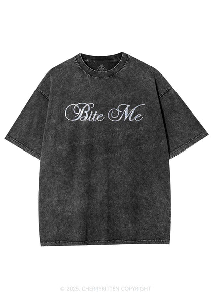 Glitter Bite Me Y2K Shirts Washed Tee Cherrykitten
