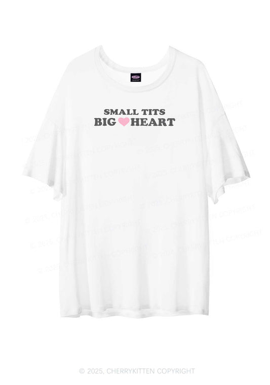Small But Big Heart Y2K Sheer Boyfriend Tee Cherrykitten