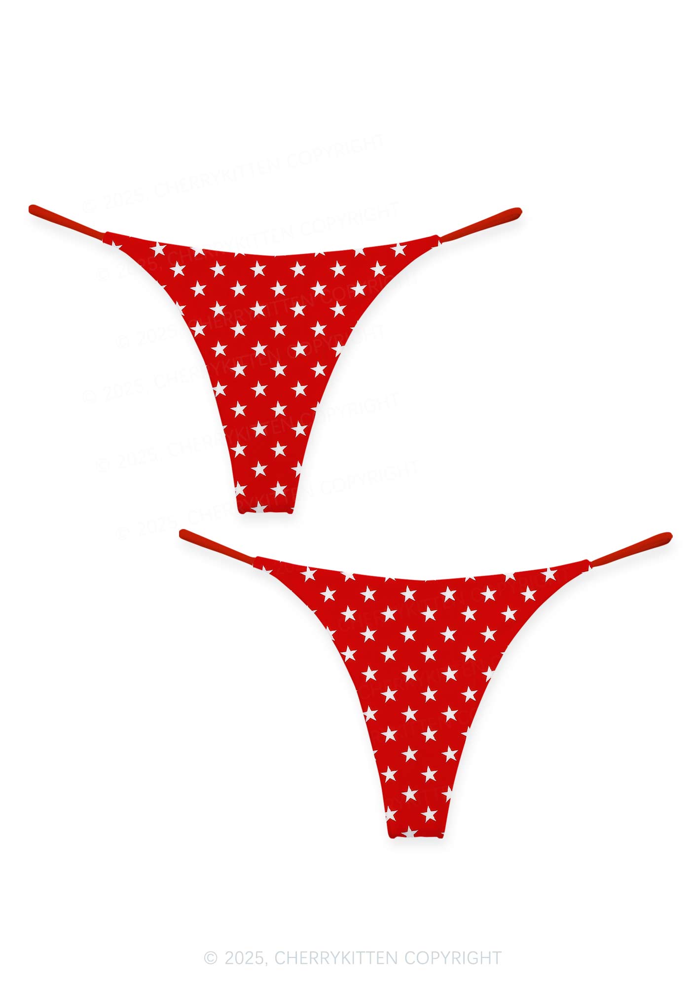 White Stars On Red Valentine's Day Y2K Print Couples Thong Set Cherrykitten