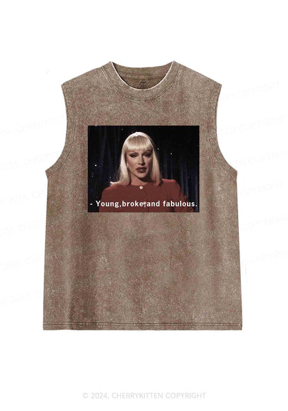 Young Broke Fabulous Y2K Washed Tank Cherrykitten