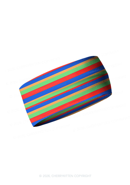 Rainbow Horizontal Stripe Y2K Print Headband Cherrykitten