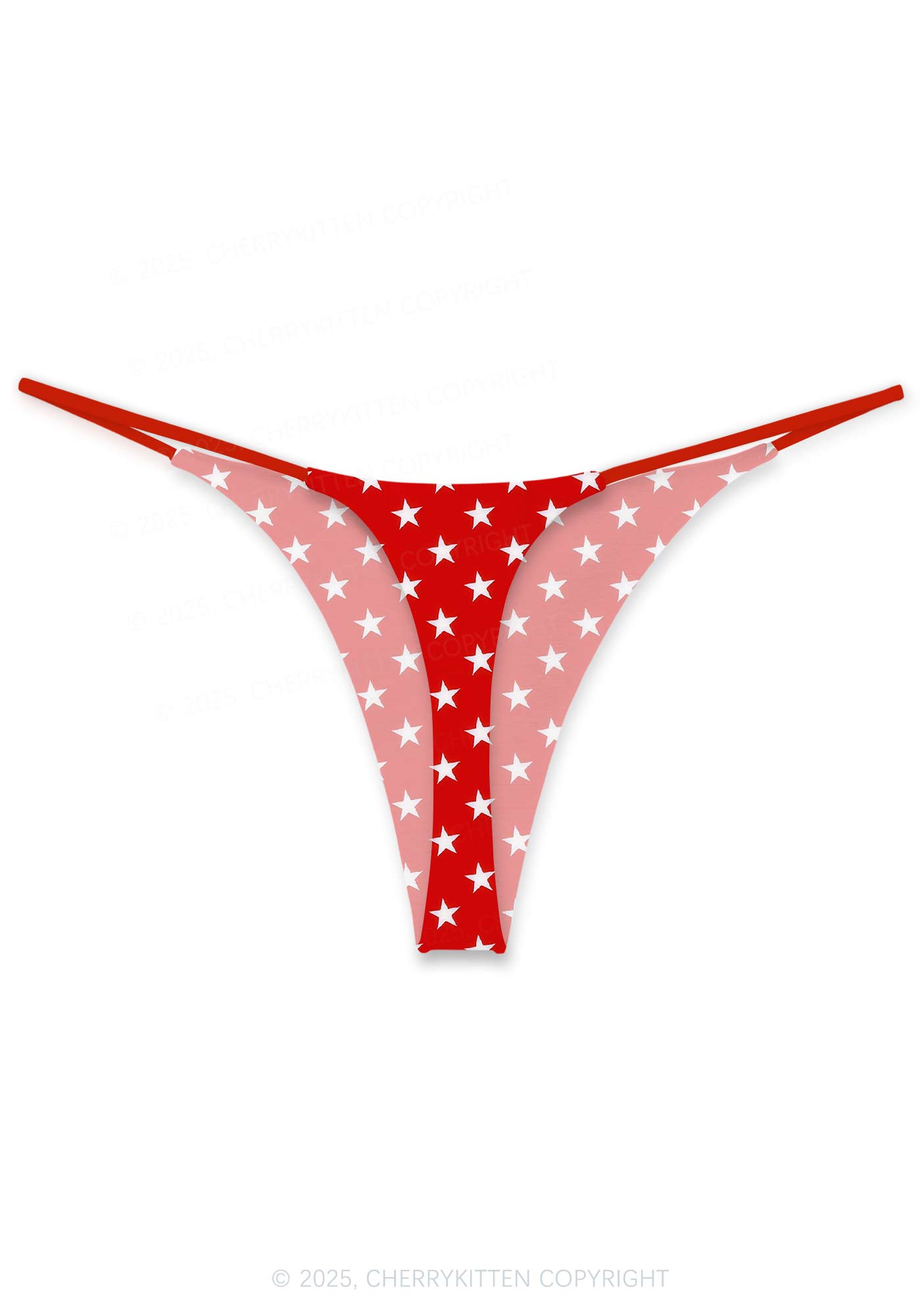 White Stars On Red Valentine's Day Y2K Print Couples Boxer Thong Set Cherrykitten