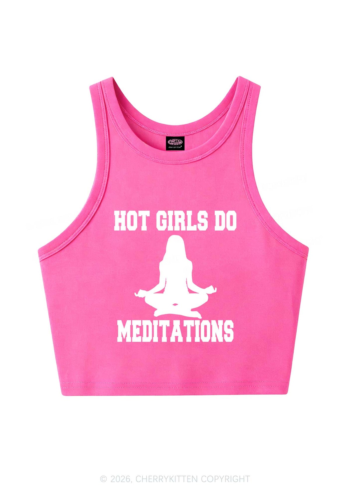 Hot Girls Do Meditations Y2K Crop Tank Top Cherrykitten
