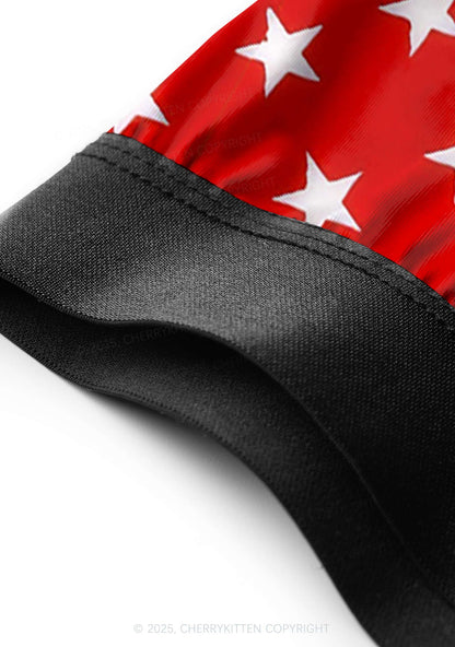 White Stars On Red Valentine's Day Y2K Print Couples Boxer Briefs Set Cherrykitten