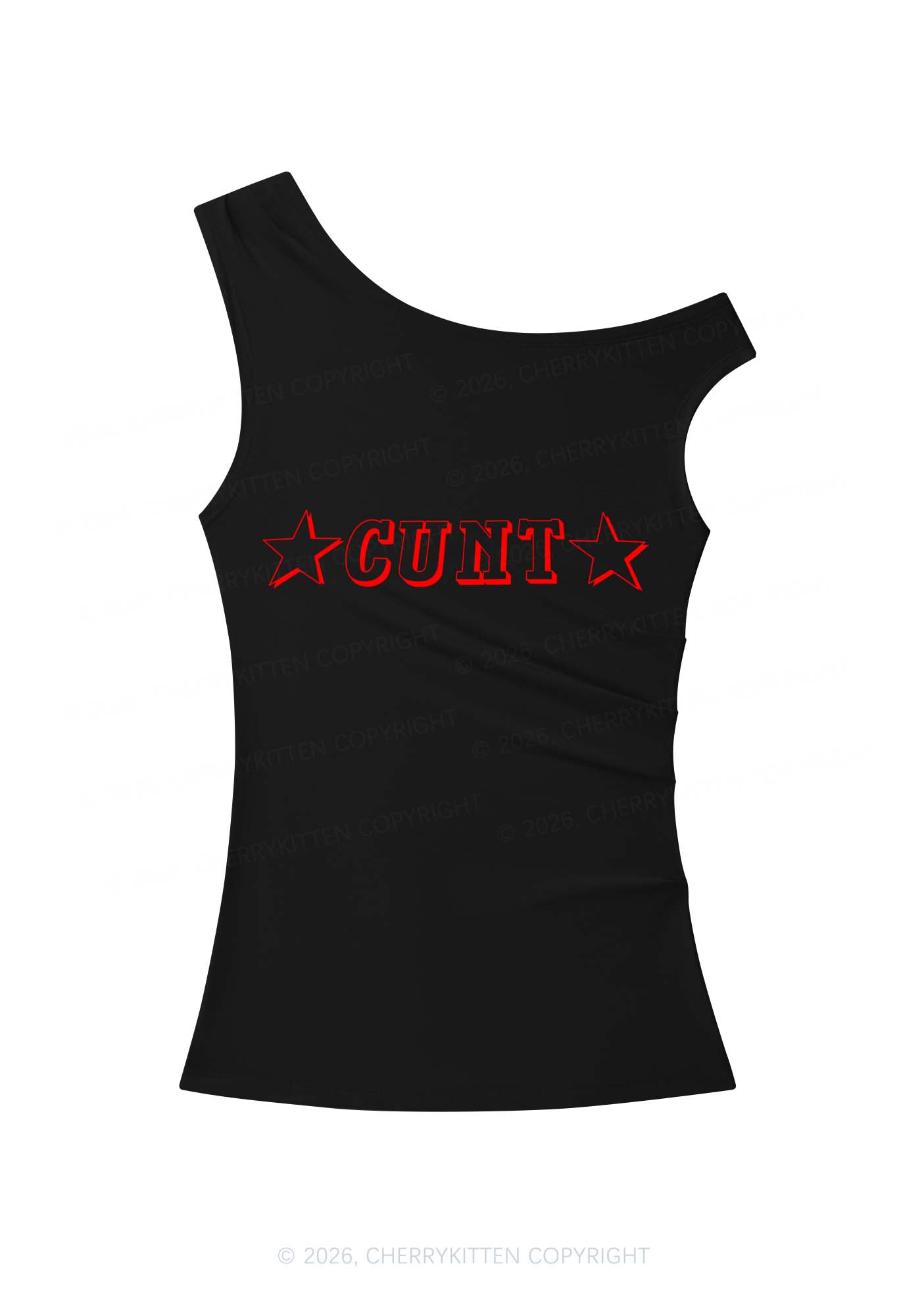 Star Count Y2K Off Shoulder Tank Top Cherrykitten