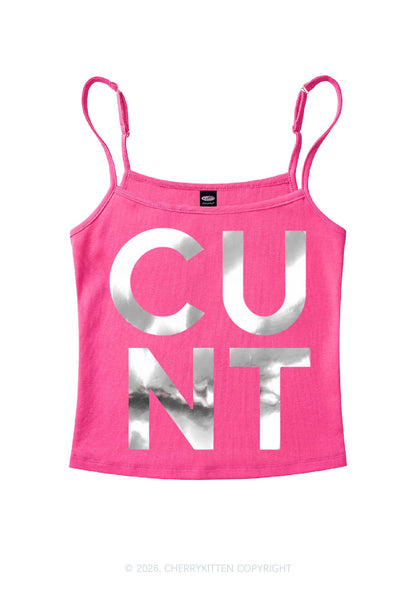 Cxxt Silver Foil Printed Y2K Spaghetti Strap Cami Cherrykitten