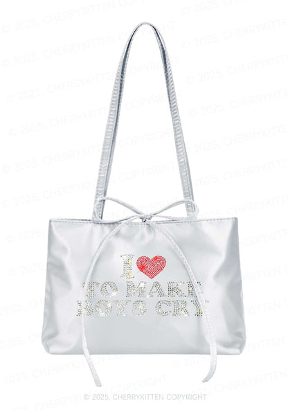 Rhinestone Love To Make Boys Cry Y2K Satin Bags Cherrykitten