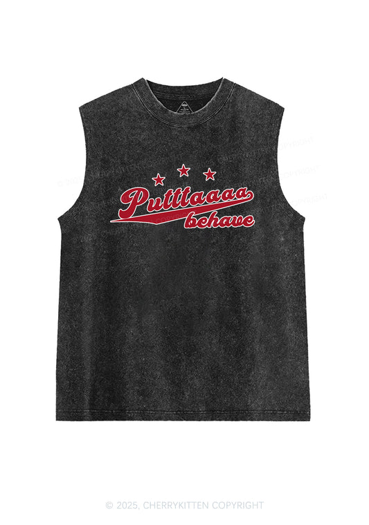 Putttaaaa Behave Y2K Washed Muscle Tank Cherrykitten