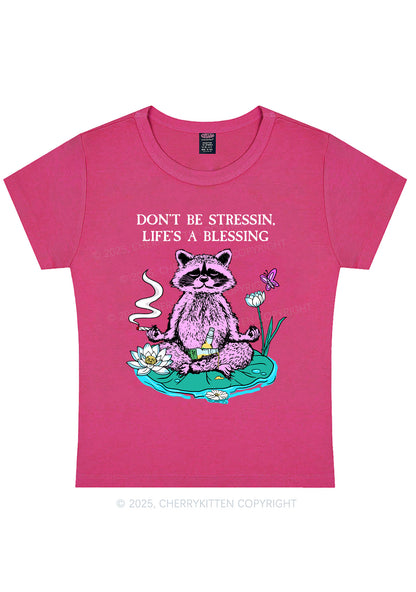 Dont Stress Raccoon Y2K Baby Tee Cherrykitten