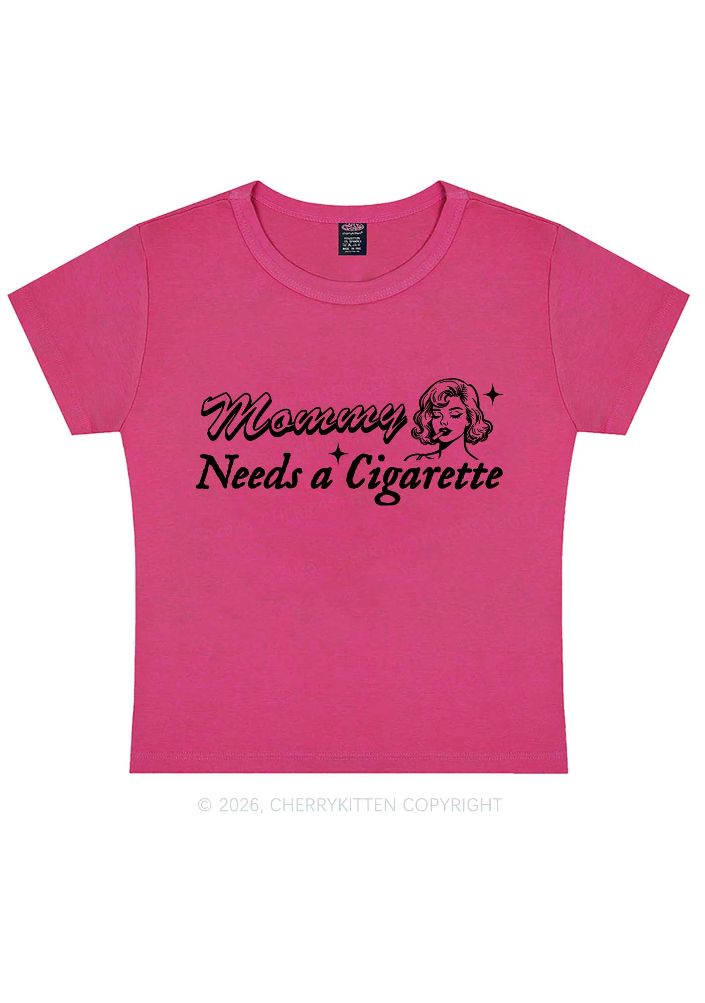 Mommy Needs Cigarette Y2K Baby Tee Cherrykitten