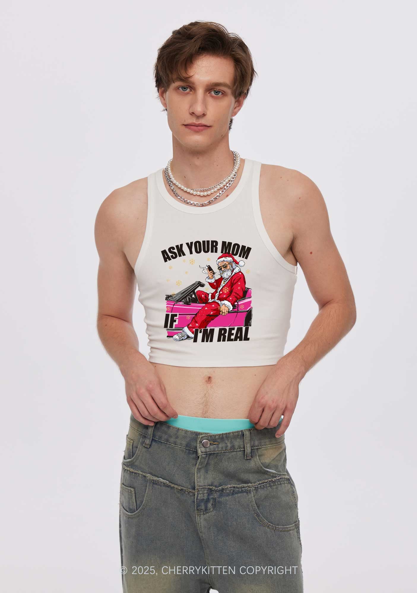 Christmas Ask Your Mom Y2K Crop Tank Top Cherrykitten