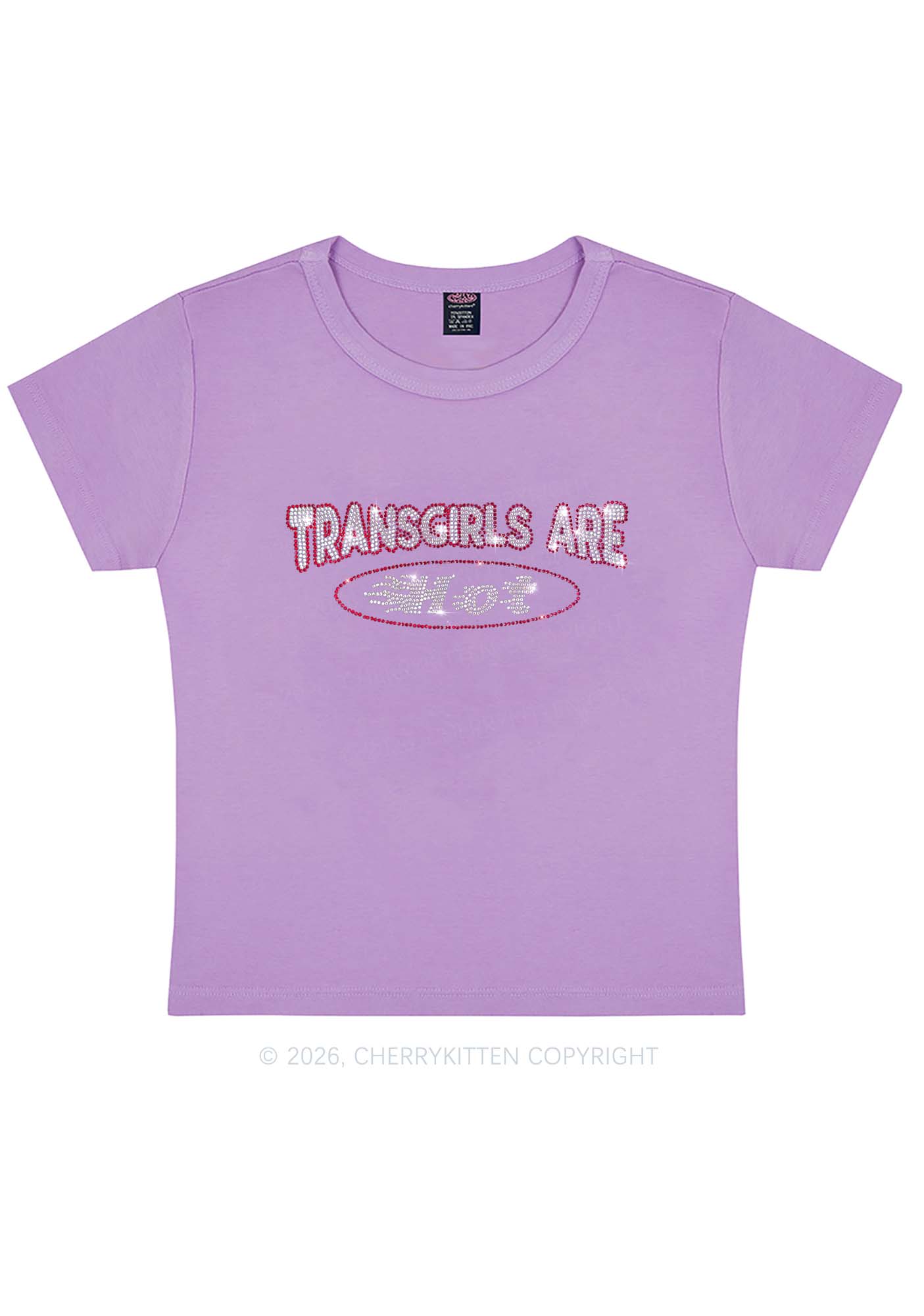 Rhinestone Transgirls Are Hot Pride Y2K Baby Tee Cherrykitten