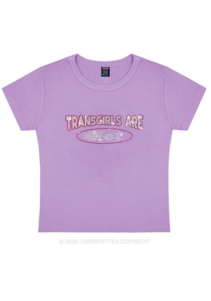 Rhinestone Transgirls Are Hot Pride Y2K Baby Tee Cherrykitten