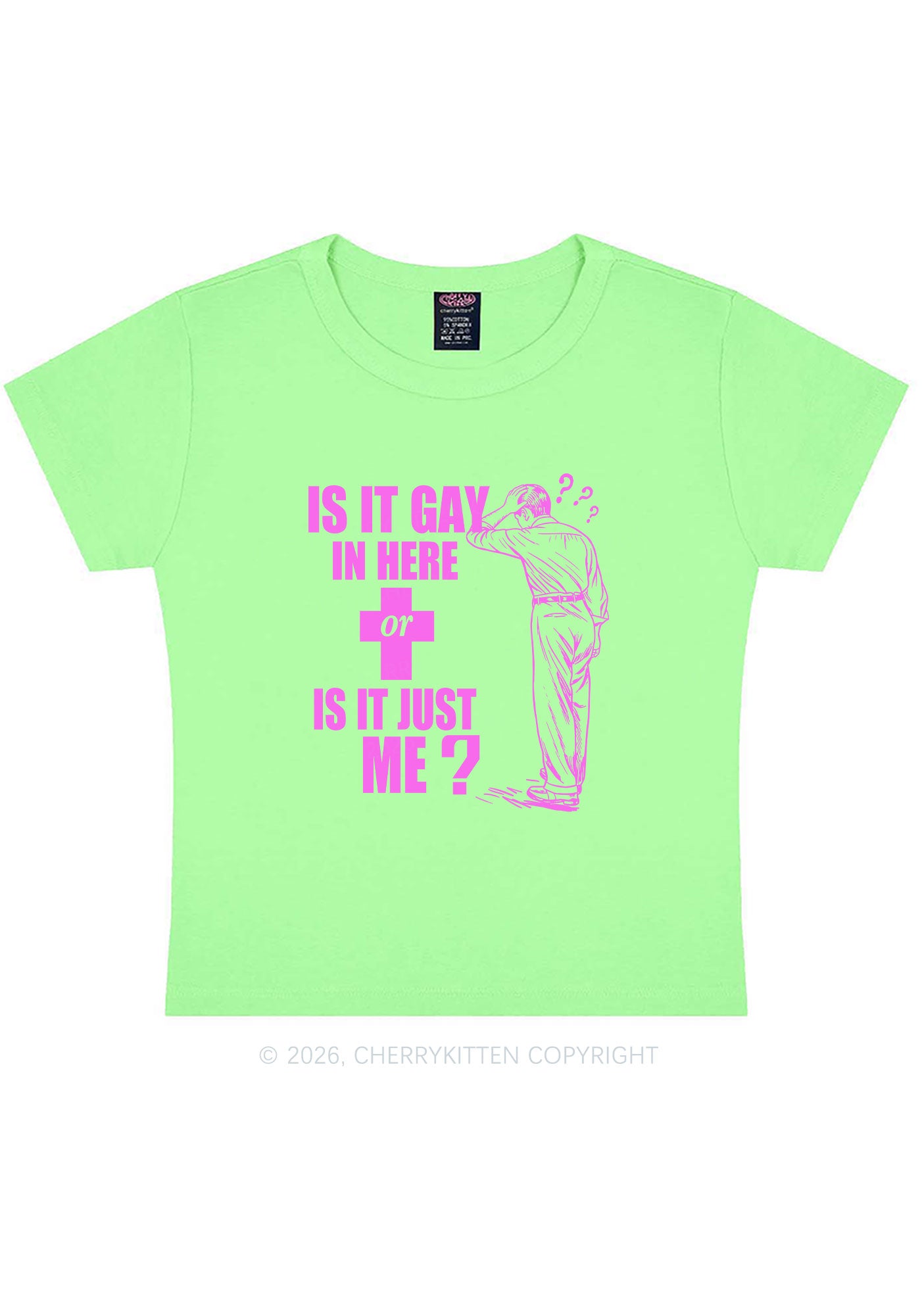 Is It Gay In Here Pride Y2K Baby Tee Cherrykitten