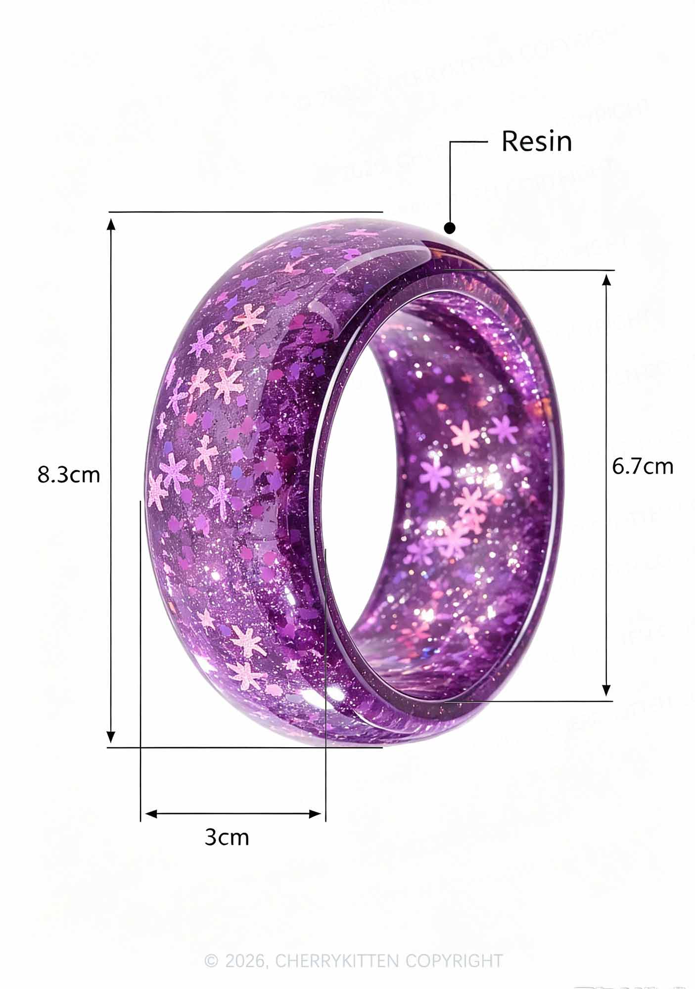 Glitter Snow Sequins Y2K Cuff Bangle Cherrykitten