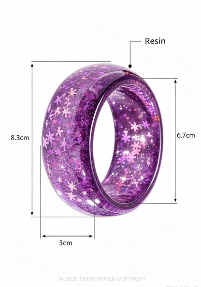 Glitter Snow Sequins Y2K Cuff Bangle Cherrykitten