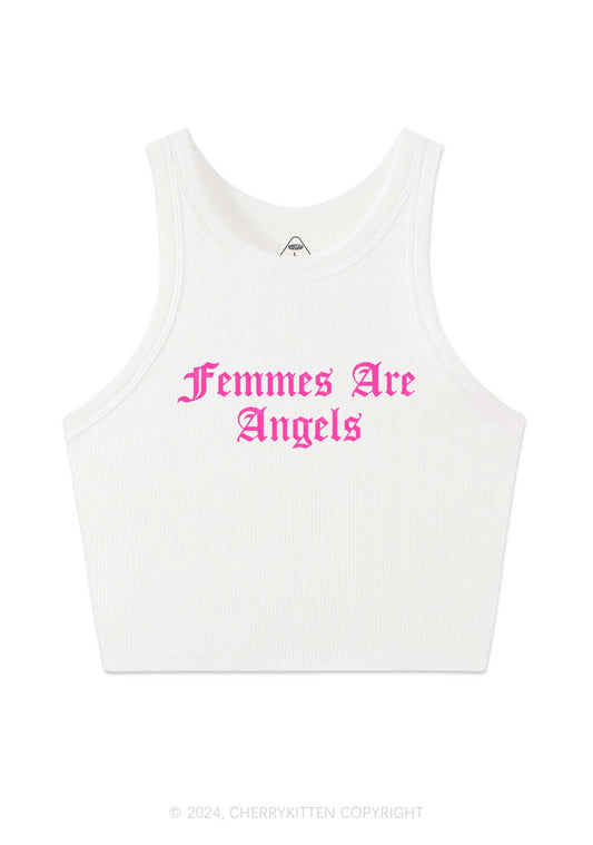 Femmes Are Angels Y2K Crop Tank Top Cherrykitten