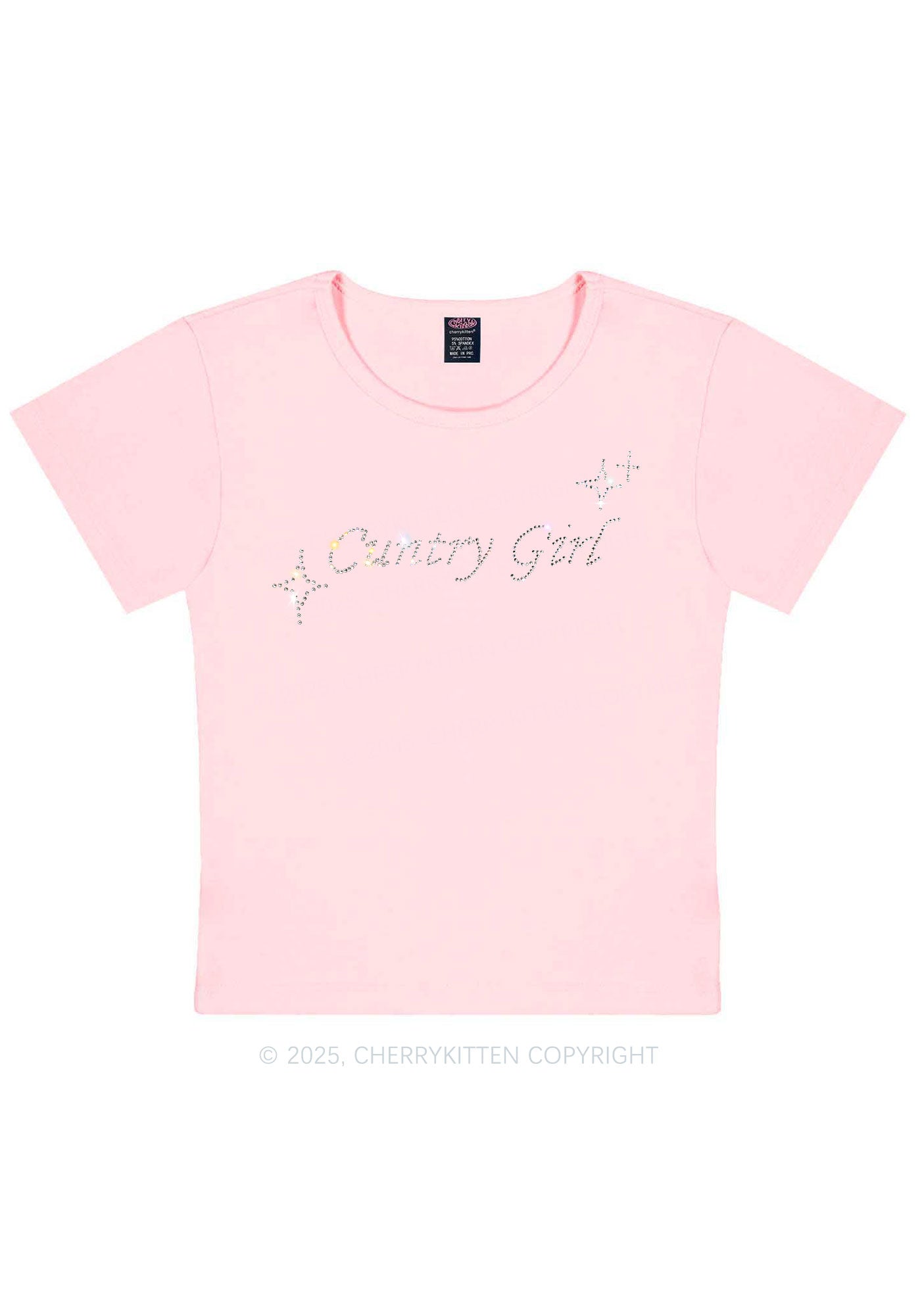 Rhinestone Cxxtry Girl Y2K Baby Tee Cherrykitten