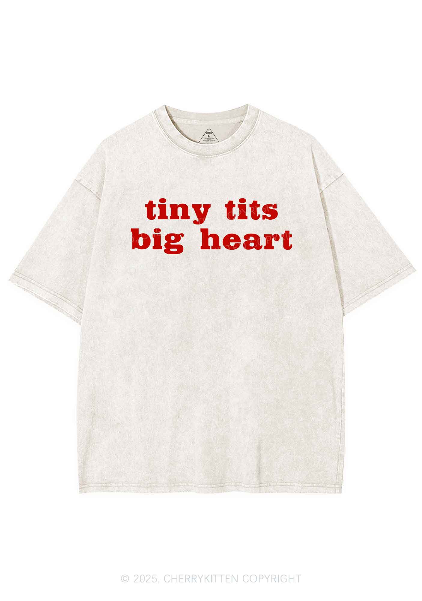 Tiny Txts Big Heart Y2K Shirts Washed Tee Cherrykitten