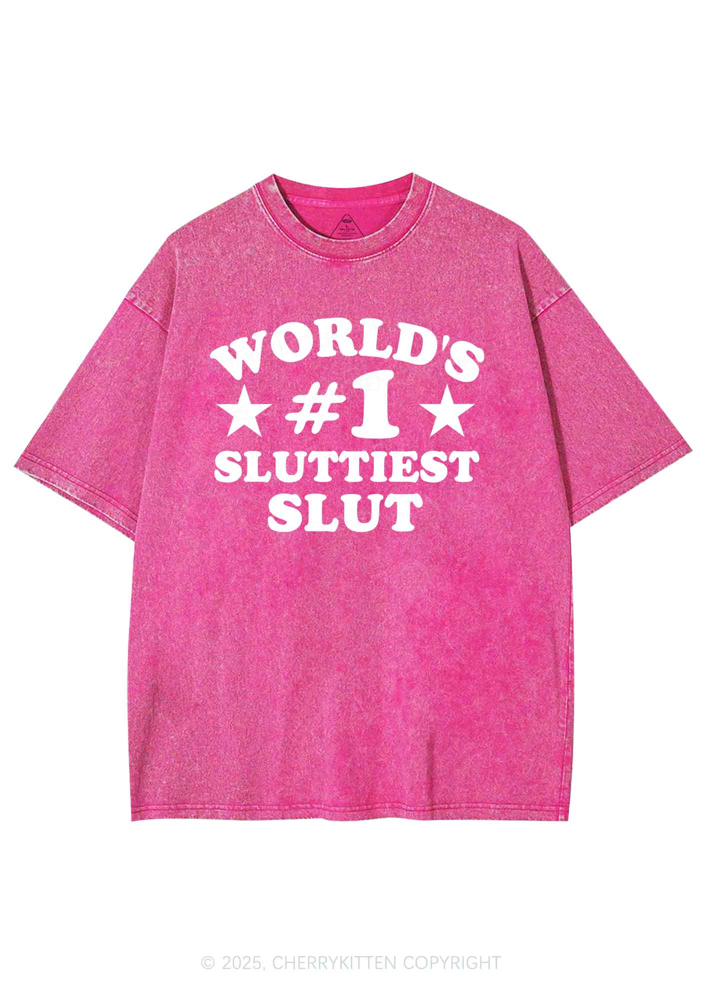 Worlds First Slxttiest Slxt Y2K Shirts Washed Tee Cherrykitten