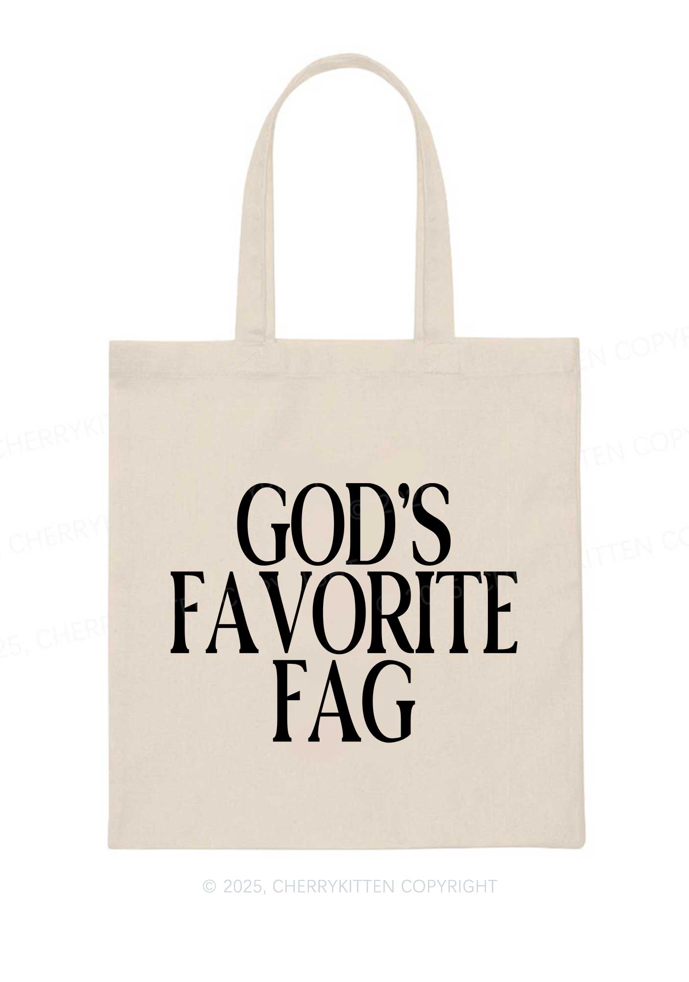 Gods Favorite Fag Pride Y2K Canvas Tote Bag Cherrykitten