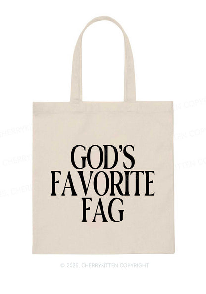 Gods Favorite Fag Pride Y2K Canvas Tote Bag Cherrykitten