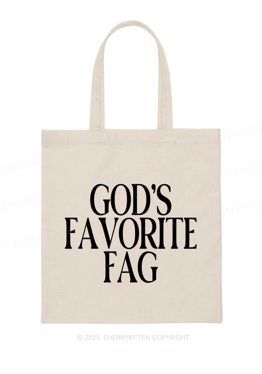 Gods Favorite Fag Pride Y2K Canvas Tote Bag Cherrykitten