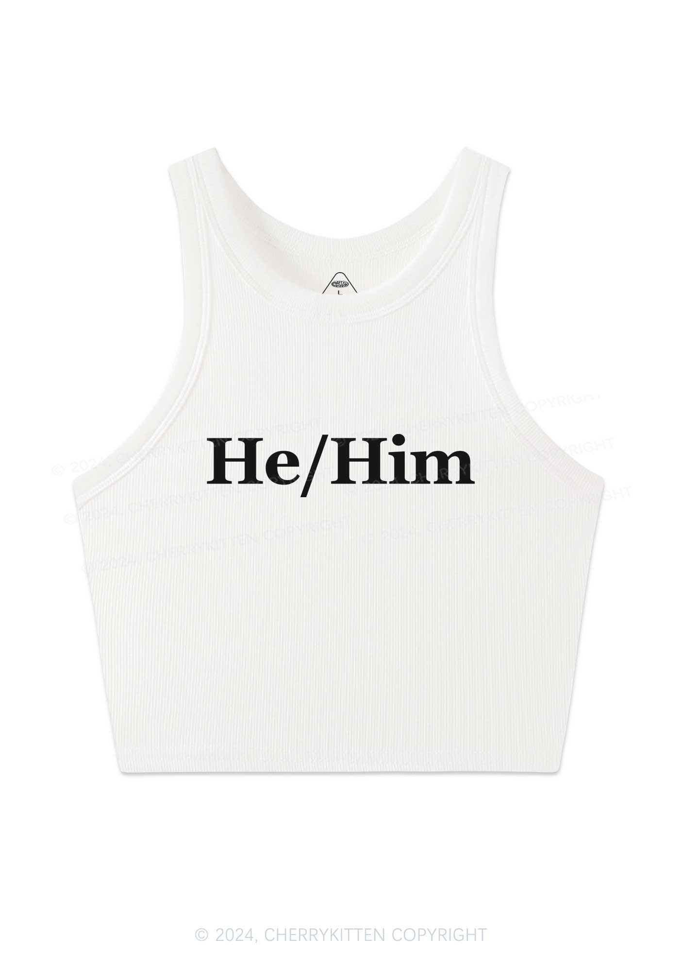 He Or Him Y2K Crop Tank Top Cherrykitten