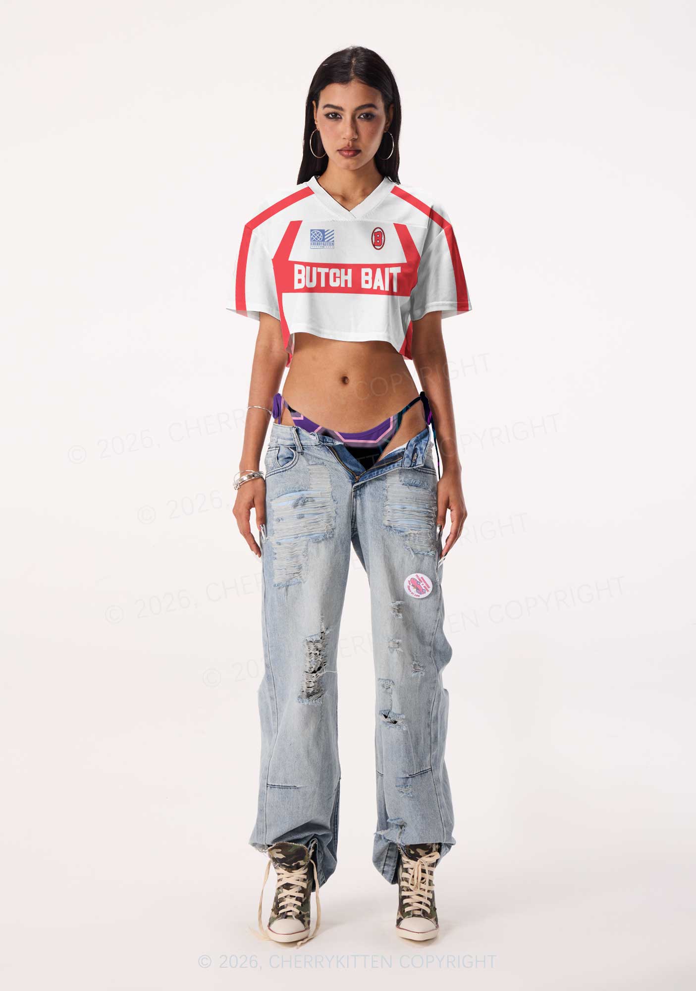 Butch Bait Pride Y2K Crop Sport Jersey Shirts Cherrykitten