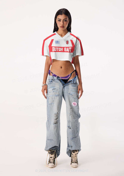 Butch Bait Pride Y2K Crop Sport Jersey Shirts Cherrykitten