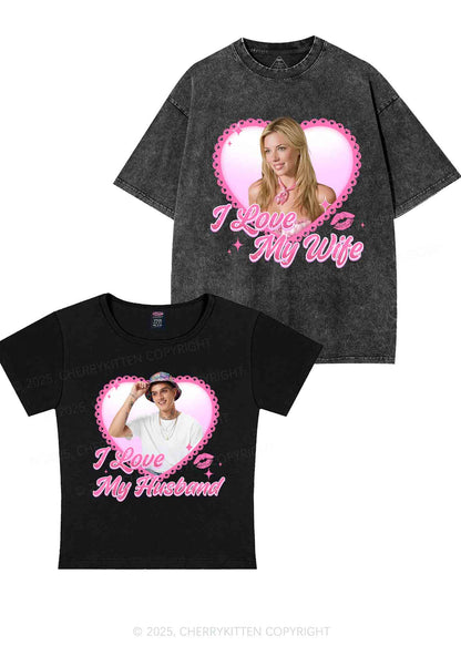 Custom Love My Wife Photo Y2K Valentine's Day Couple Shirt Cherrykitten