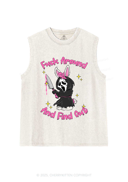 Halloween Fxxk Around Find Out Y2K Washed Muscle Tank Cherrykitten