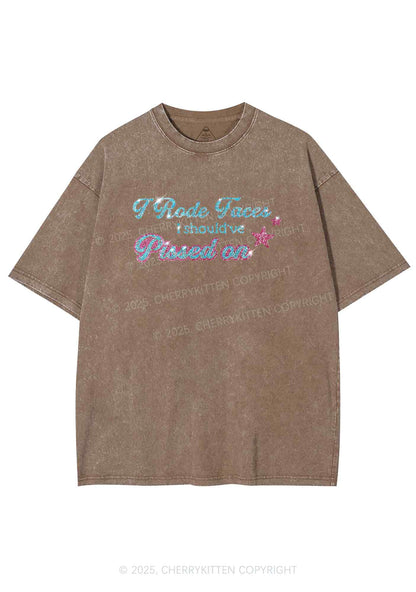 Rhinestone I Rode Faces Y2K Shirts Washed Tee Cherrykitten