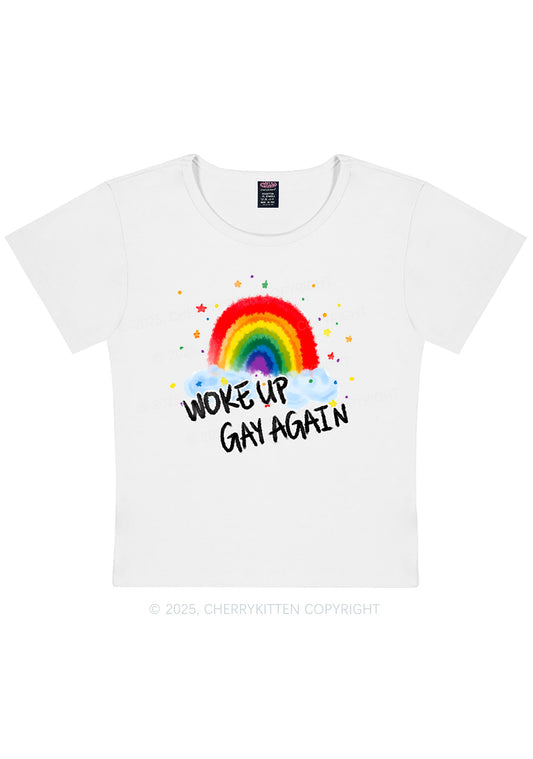 Woke Up Gay Again Y2K Baby Tee Cherrykitten