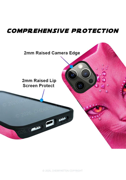 Pink Eyeshadow Cat Y2K Phone Case Cherrykitten
