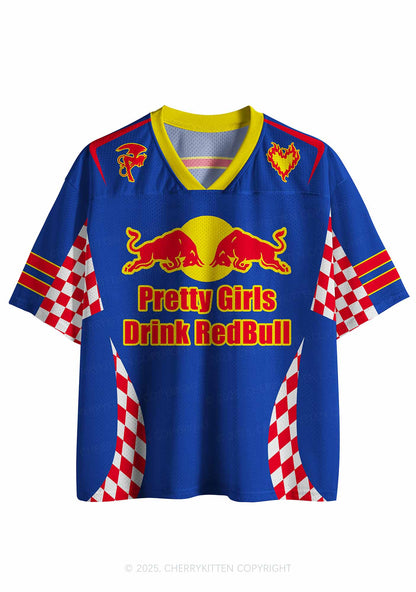 Custom Pretty Girls Drink Redbull Y2K Sport Jersey Shirts Cherrykitten